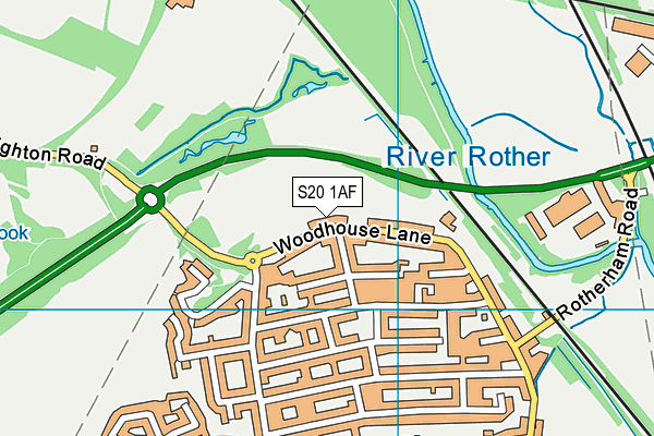 S20 1AF map - OS VectorMap District (Ordnance Survey)