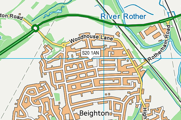 S20 1AN map - OS VectorMap District (Ordnance Survey)