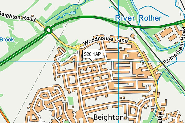 S20 1AP map - OS VectorMap District (Ordnance Survey)