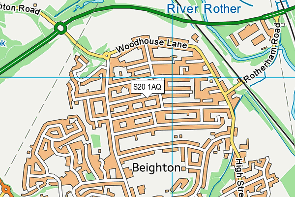 S20 1AQ map - OS VectorMap District (Ordnance Survey)