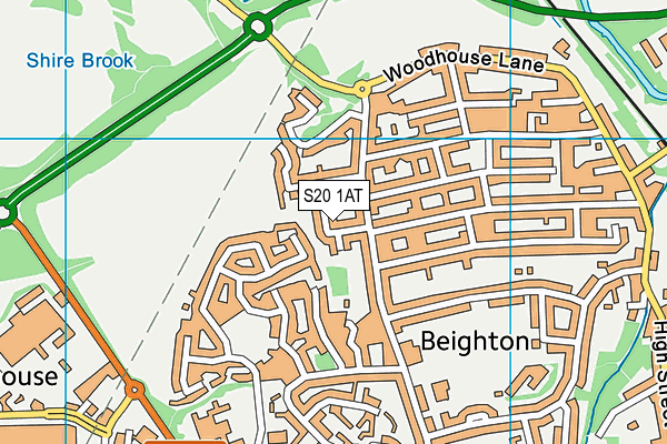 S20 1AT map - OS VectorMap District (Ordnance Survey)