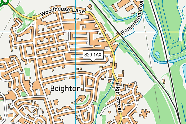 S20 1AX map - OS VectorMap District (Ordnance Survey)