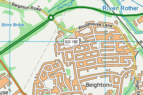 S20 1BE map - OS VectorMap District (Ordnance Survey)