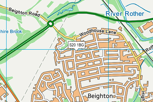 S20 1BG map - OS VectorMap District (Ordnance Survey)