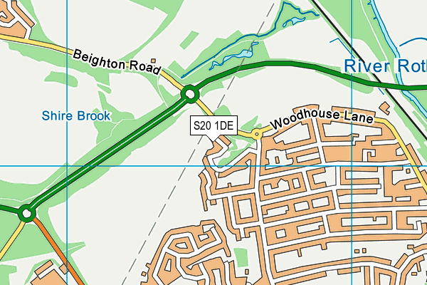 S20 1DE map - OS VectorMap District (Ordnance Survey)