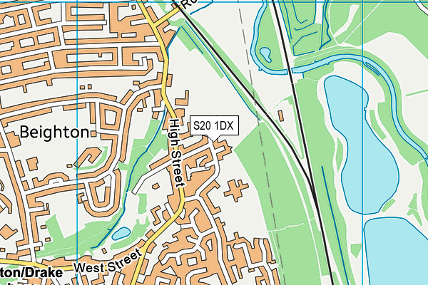 S20 1DX map - OS VectorMap District (Ordnance Survey)