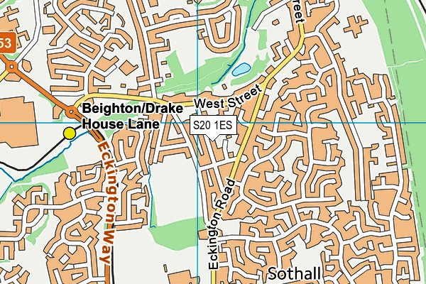 S20 1ES map - OS VectorMap District (Ordnance Survey)