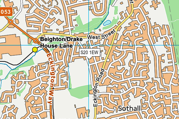 S20 1EW map - OS VectorMap District (Ordnance Survey)