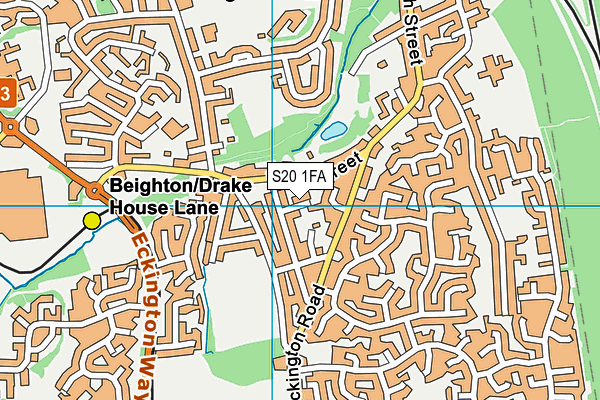 S20 1FA map - OS VectorMap District (Ordnance Survey)