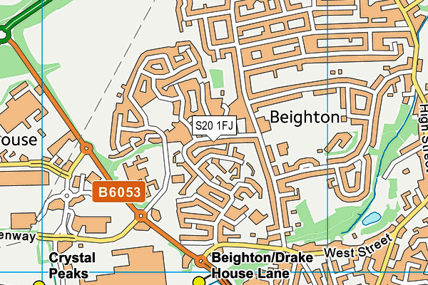 S20 1FJ map - OS VectorMap District (Ordnance Survey)