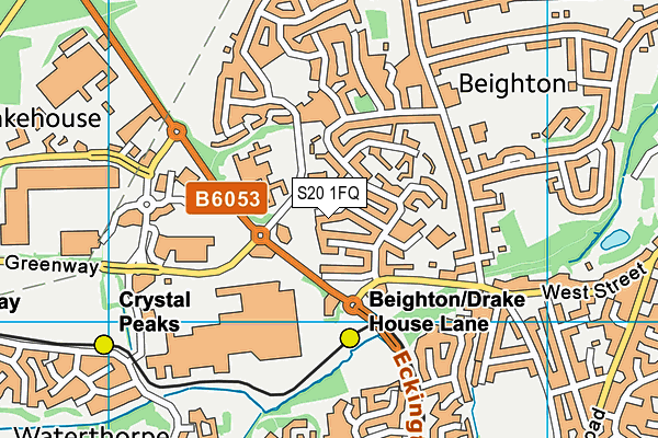 S20 1FQ map - OS VectorMap District (Ordnance Survey)