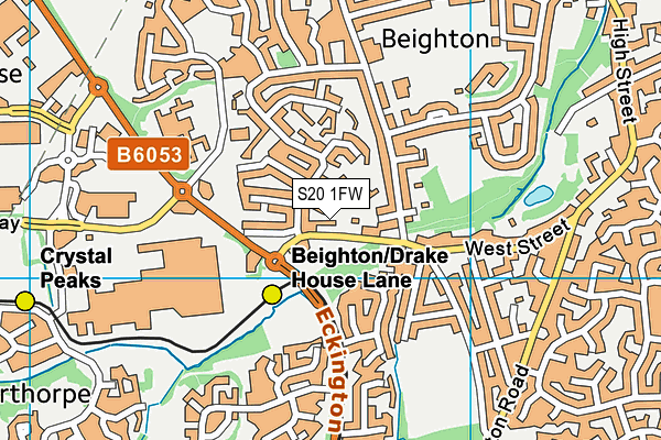 S20 1FW map - OS VectorMap District (Ordnance Survey)