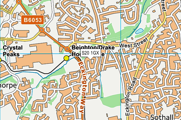 S20 1GX map - OS VectorMap District (Ordnance Survey)