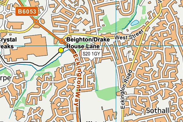 S20 1GY map - OS VectorMap District (Ordnance Survey)