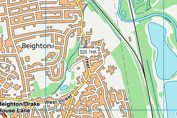 S20 1HA map - OS VectorMap District (Ordnance Survey)