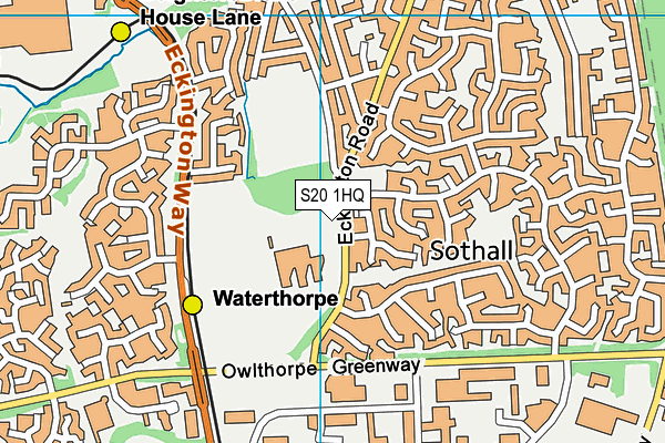 Westfield School map (S20 1HQ) - OS VectorMap District (Ordnance Survey)