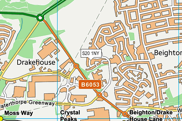 S20 1NY map - OS VectorMap District (Ordnance Survey)