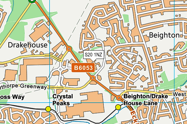 Becton School map (S20 1NZ) - OS VectorMap District (Ordnance Survey)