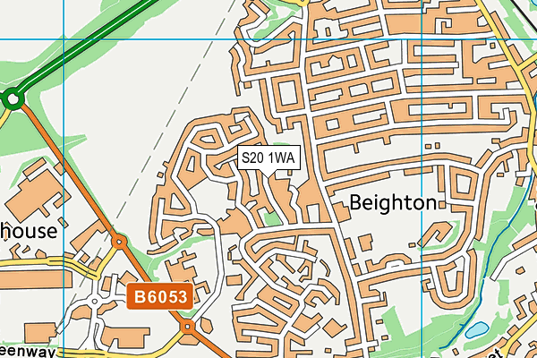 S20 1WA map - OS VectorMap District (Ordnance Survey)