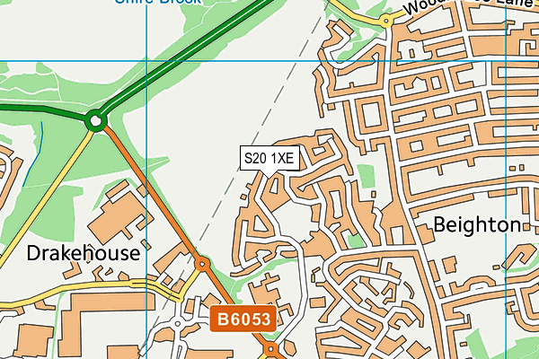 S20 1XE map - OS VectorMap District (Ordnance Survey)