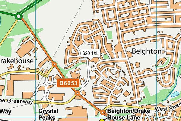 S20 1XL map - OS VectorMap District (Ordnance Survey)