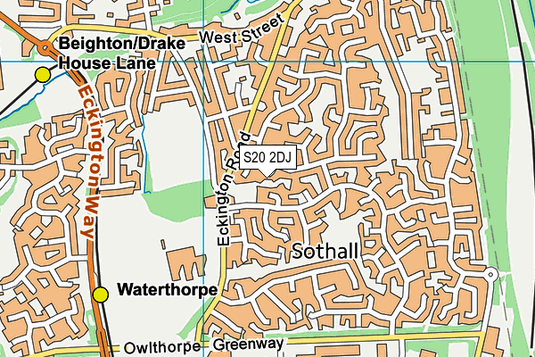 S20 2DJ map - OS VectorMap District (Ordnance Survey)