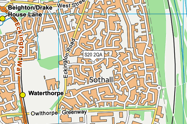 S20 2QA map - OS VectorMap District (Ordnance Survey)