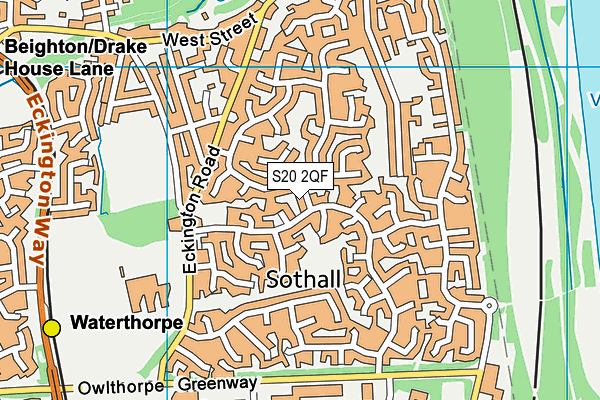 S20 2QF map - OS VectorMap District (Ordnance Survey)