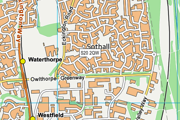 S20 2QW map - OS VectorMap District (Ordnance Survey)