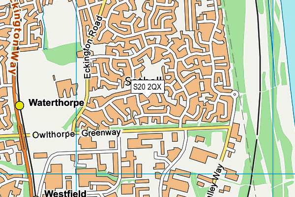S20 2QX map - OS VectorMap District (Ordnance Survey)