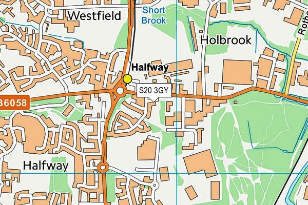 S20 3GY map - OS VectorMap District (Ordnance Survey)