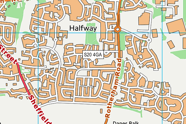 S20 4GA map - OS VectorMap District (Ordnance Survey)