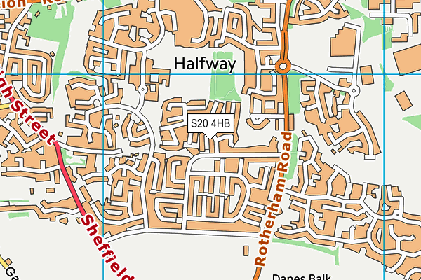 S20 4HB map - OS VectorMap District (Ordnance Survey)