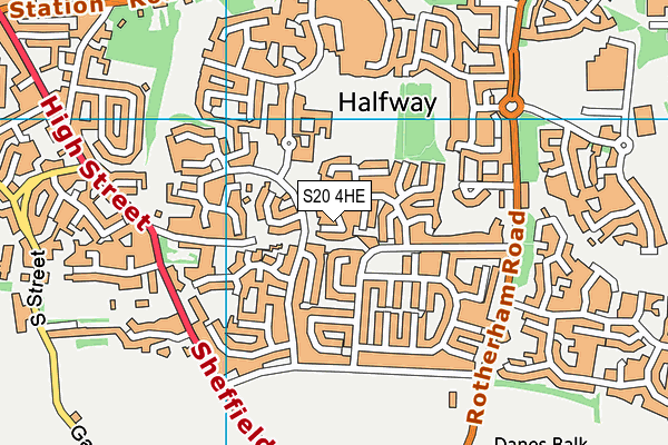 S20 4HE map - OS VectorMap District (Ordnance Survey)