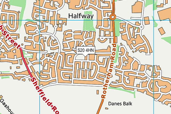 S20 4HN map - OS VectorMap District (Ordnance Survey)