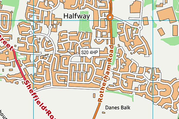 S20 4HP map - OS VectorMap District (Ordnance Survey)