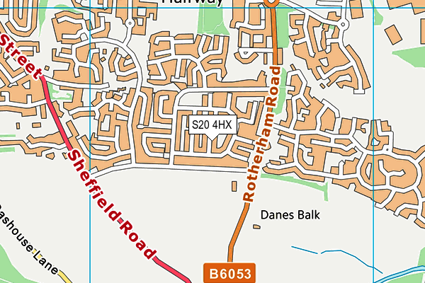 S20 4HX map - OS VectorMap District (Ordnance Survey)