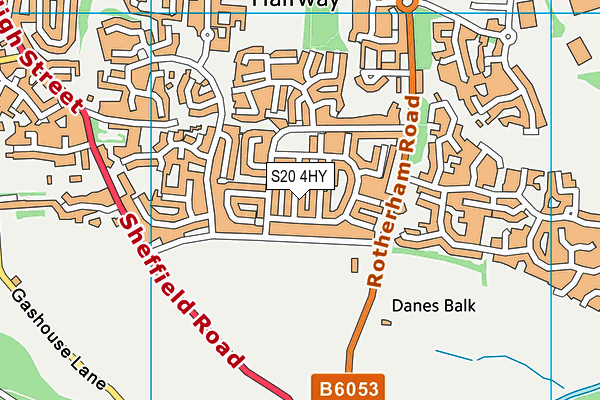 S20 4HY map - OS VectorMap District (Ordnance Survey)