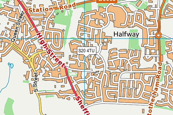 S20 4TU map - OS VectorMap District (Ordnance Survey)