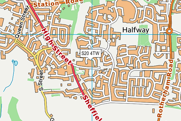 S20 4TW map - OS VectorMap District (Ordnance Survey)