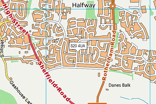 S20 4UA map - OS VectorMap District (Ordnance Survey)