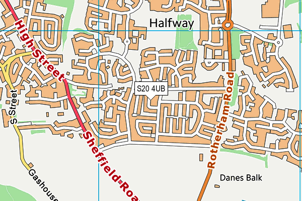 S20 4UB map - OS VectorMap District (Ordnance Survey)