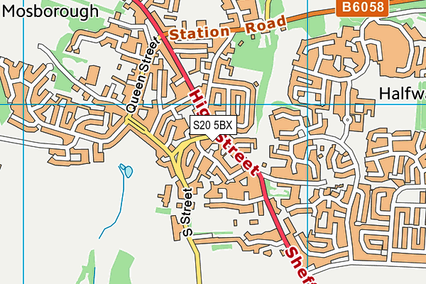 S20 5BX map - OS VectorMap District (Ordnance Survey)