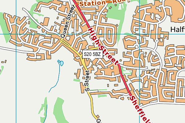 S20 5BZ map - OS VectorMap District (Ordnance Survey)