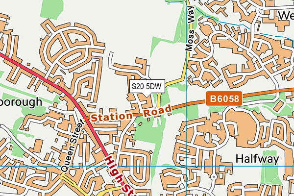 S20 5DW map - OS VectorMap District (Ordnance Survey)