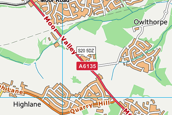 S20 5DZ map - OS VectorMap District (Ordnance Survey)