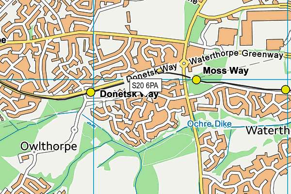 S20 6PA map - OS VectorMap District (Ordnance Survey)