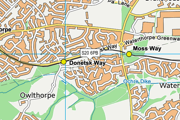 S20 6PB map - OS VectorMap District (Ordnance Survey)