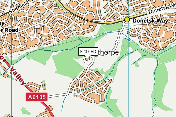 S20 6PD map - OS VectorMap District (Ordnance Survey)