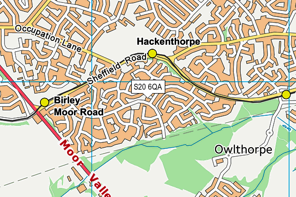 S20 6QA map - OS VectorMap District (Ordnance Survey)